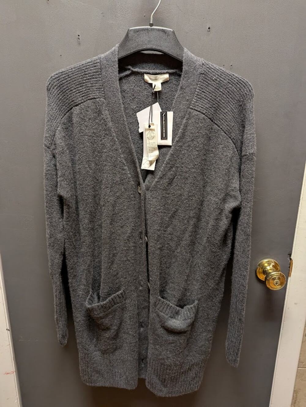 Treasure & Bond open front cardigan pockets cozy charcoal gray NEW size Medium